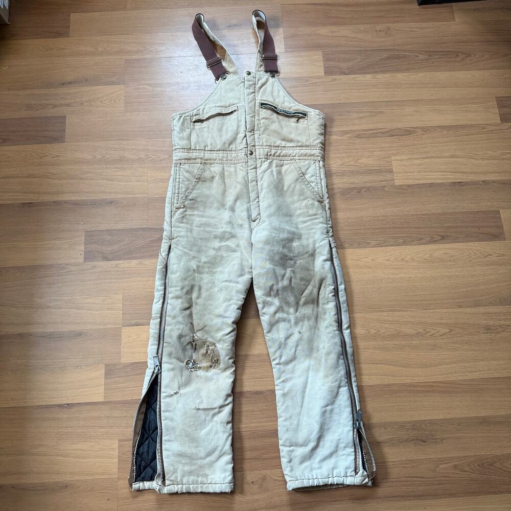 Men's Vintage Key Imperial Tan Canvas Insulated Work Overalls Sz Medium Short